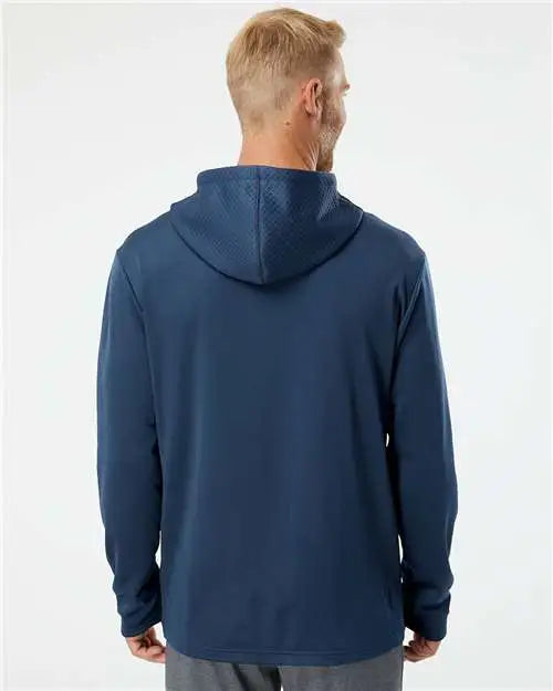 Adidas A530 Textured Mixed Media Hooded Sweatshirt - Collegiate Navy