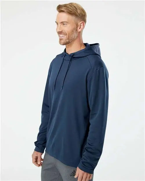 Adidas A530 Textured Mixed Media Hooded Sweatshirt - Collegiate Navy