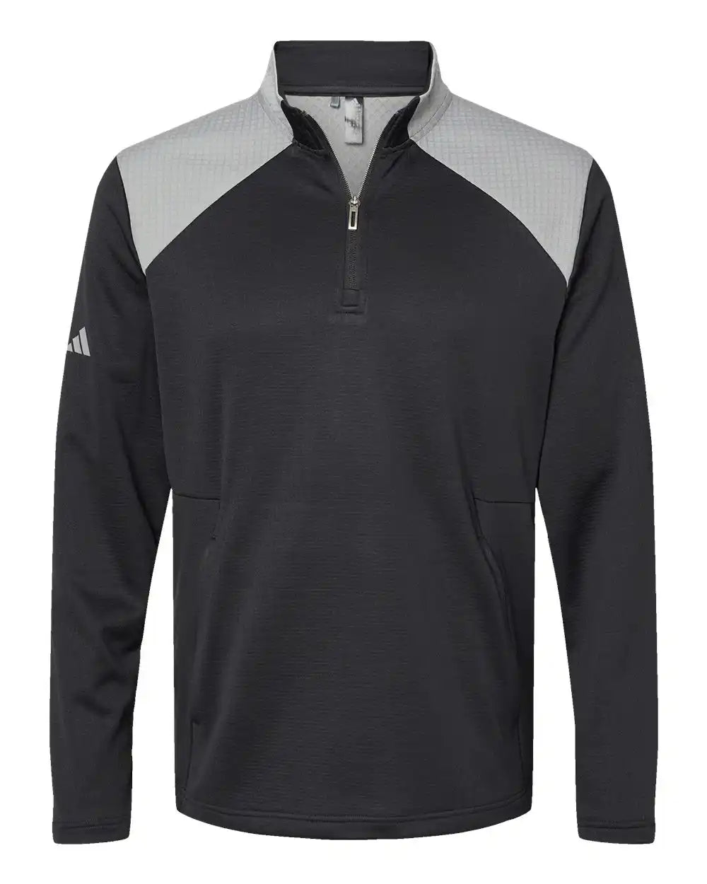 Adidas A532 Textured Mixed Media Quarter-zip Pullover - Black Grey Three - Black/ / Xs