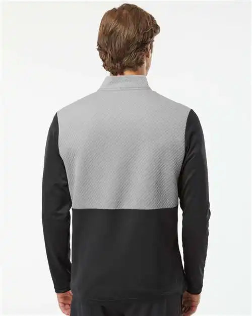 Adidas A532 Textured Mixed Media Quarter-zip Pullover - Black Grey Three
