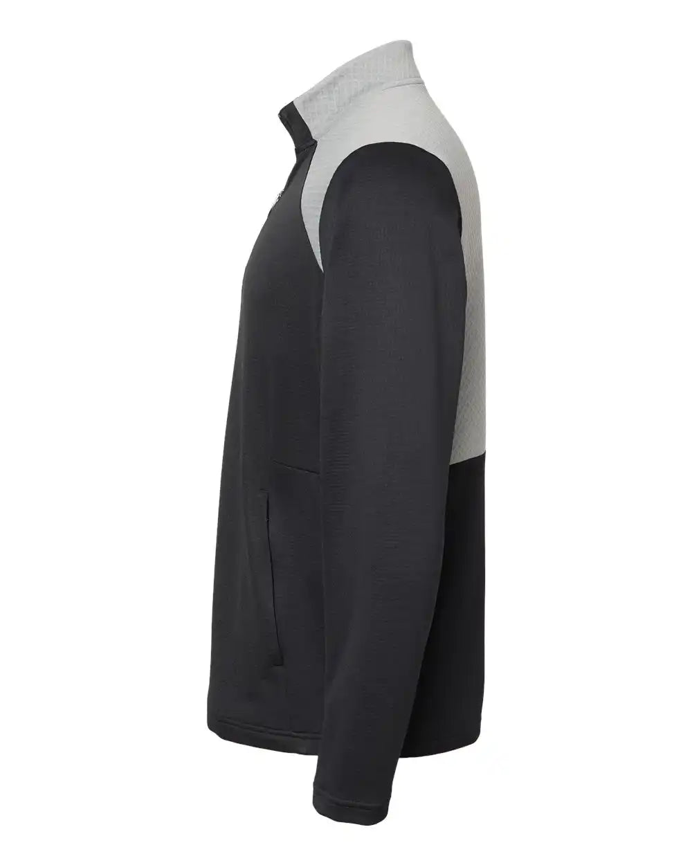Adidas A532 Textured Mixed Media Quarter-zip Pullover - Black Grey Three