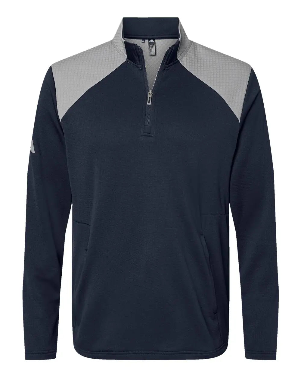 Adidas A532 Textured Mixed Media Quarter-zip Pullover - Collegiate Navy Grey Three - Gray / Xs
