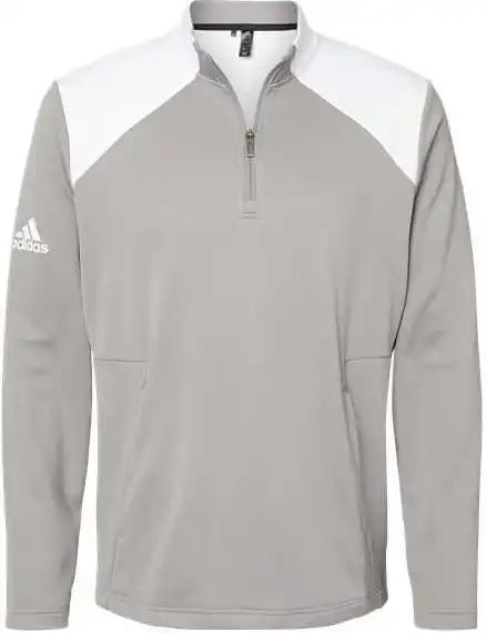 Adidas A532 Textured Mixed Media Quarter Zip Pullover Grey Three White