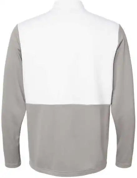 Adidas A532 Textured Mixed Media Quarter Zip Pullover Grey Three White