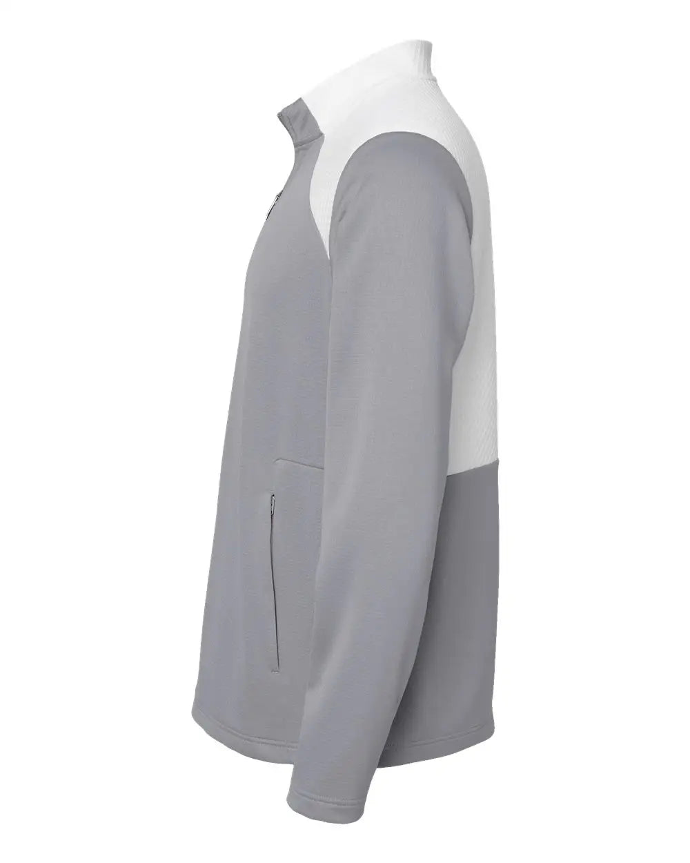 Adidas A532 Textured Mixed Media Quarter-zip Pullover - Grey Three White