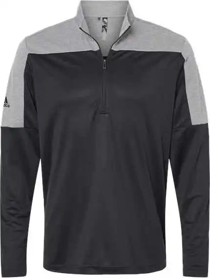 Adidas A552 Lightweight Quarter Zip Pullover Black Gray Three Melange