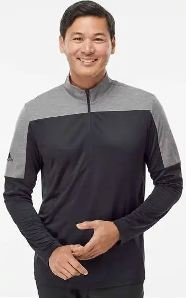 Adidas A552 Lightweight Quarter Zip Pullover Black Gray Three Melange