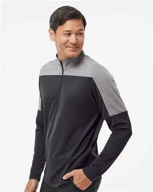 Adidas A552 Lightweight Quarter Zip Pullover Black Gray Three Melange