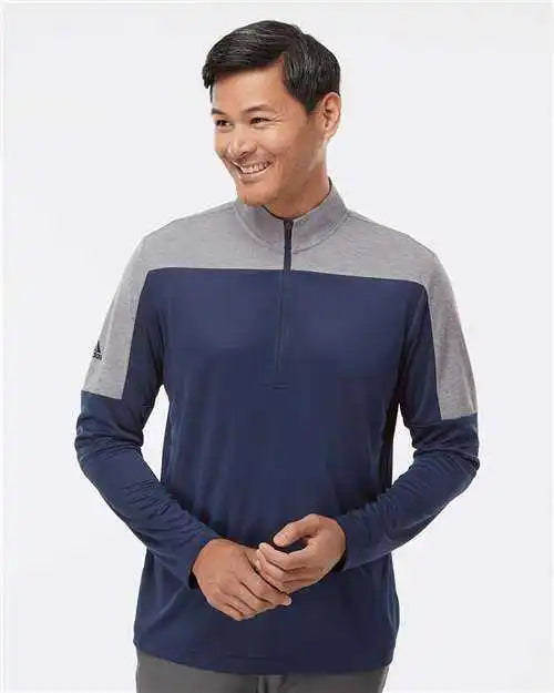 Adidas A552 Lightweight Quarter-zip Pullover - Collegiate Navy Gray Three Melange