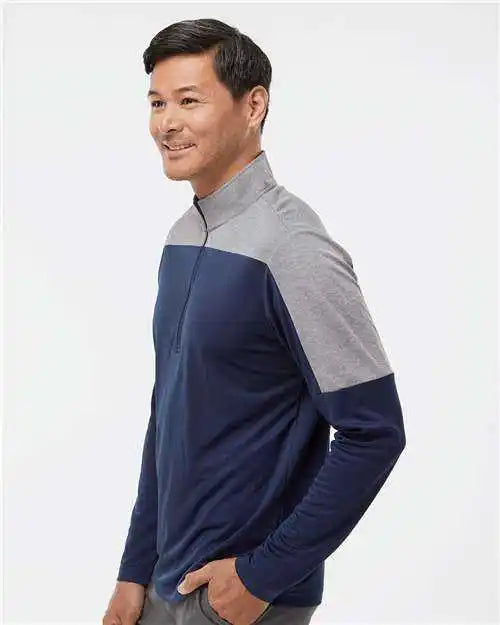 Adidas A552 Lightweight Quarter-zip Pullover - Collegiate Navy Gray Three Melange