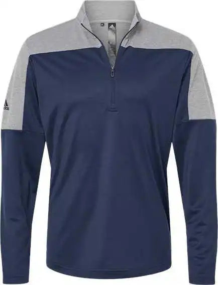 Adidas A552 Lightweight Quarter-zip Pullover - Collegiate Navy Gray Three Melange