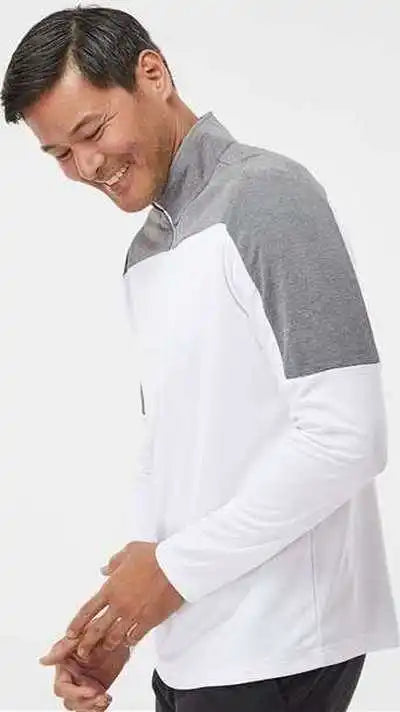 Adidas A552 Lightweight Quarter Zip Pullover White Gray Three Melange