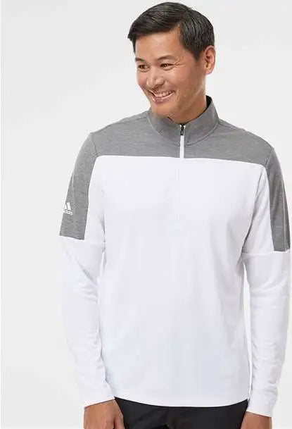 Adidas A552 Lightweight Quarter-zip Pullover - White Gray Three Melange