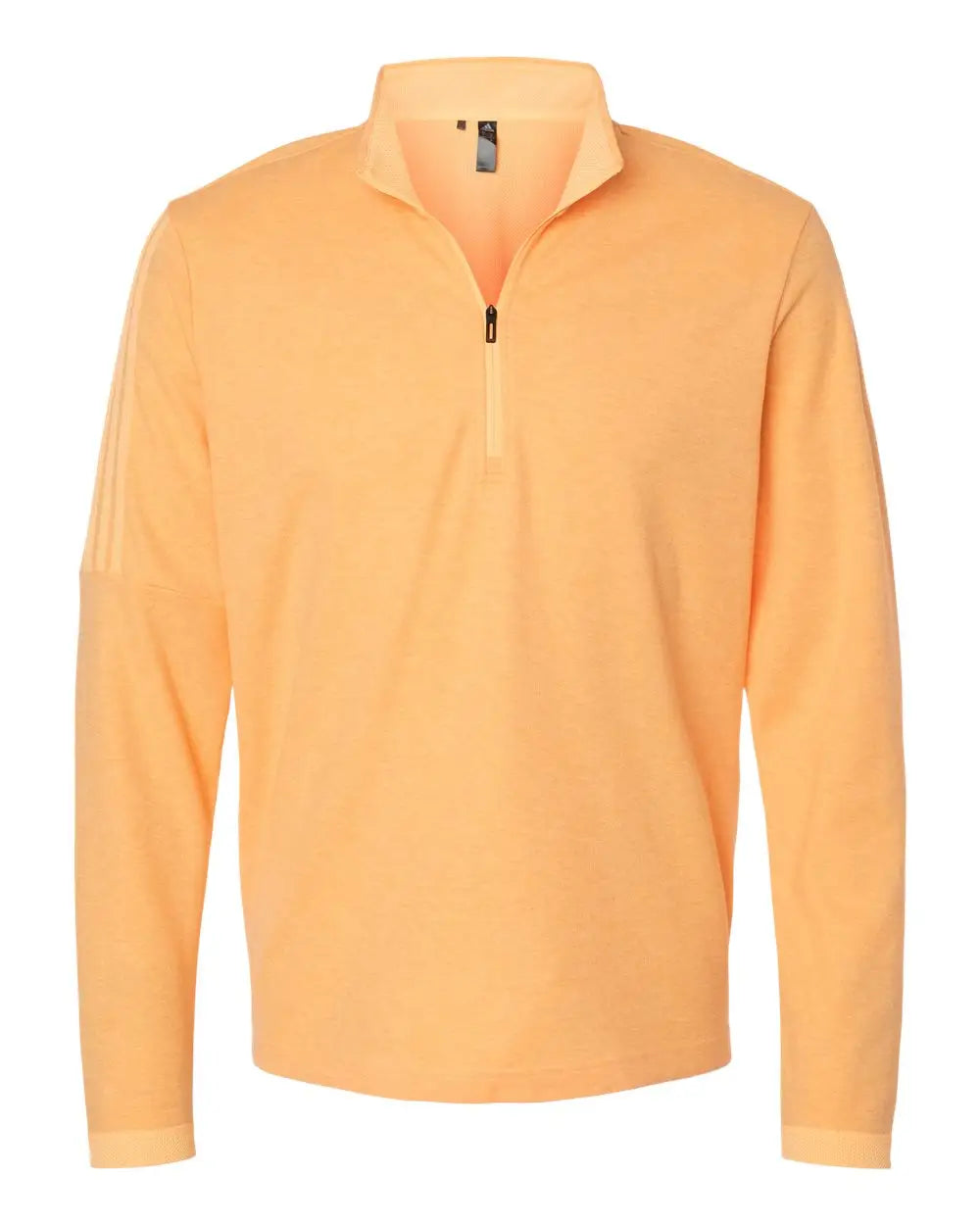 Adidas A554 3-stripes Quarter-zip Sweater - Acid Orange Melange - Gold / s
