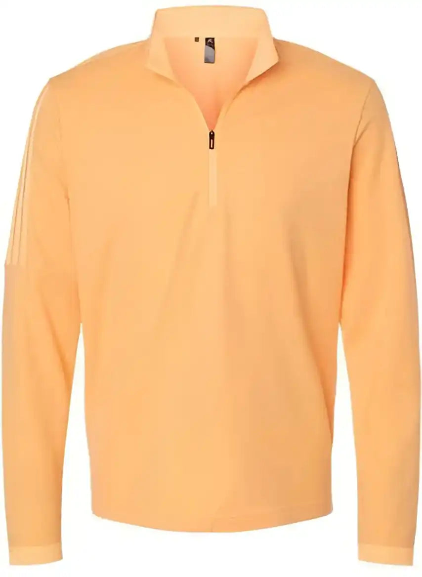 Adidas A554 3 Stripes Quarter Zip Sweater Acid Orange Melange