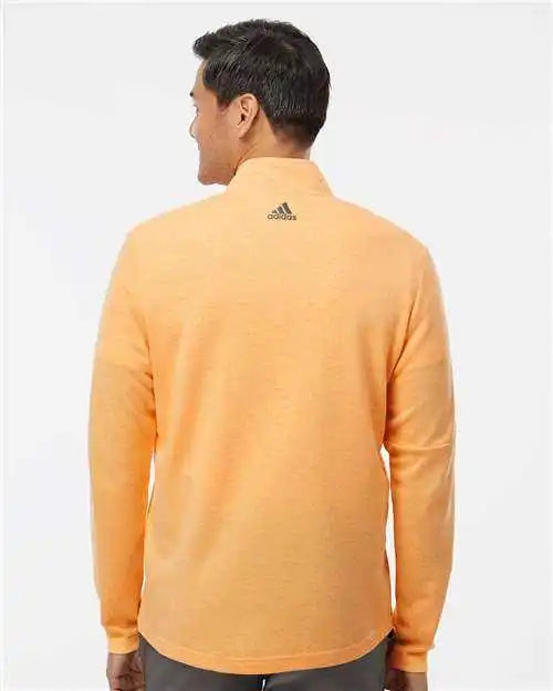 Adidas A554 3 Stripes Quarter Zip Sweater Acid Orange Melange