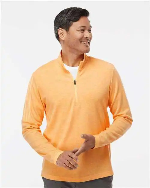 Adidas A554 3 Stripes Quarter Zip Sweater Acid Orange Melange