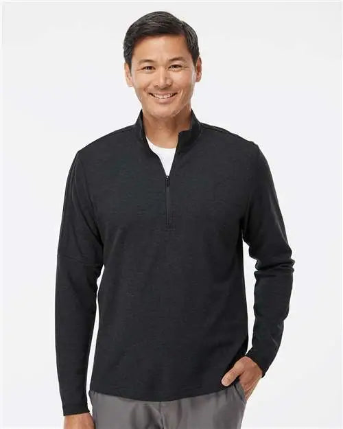 Adidas A554 3-stripes Quarter-zip Sweater - Black Melange