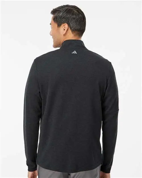 Adidas A554 3-stripes Quarter-zip Sweater - Black Melange