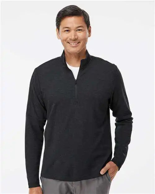 Adidas A554 3 Stripes Quarter Zip Sweater Black Melange