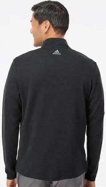 Adidas A554 3 Stripes Quarter Zip Sweater Black Melange