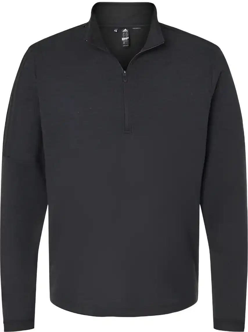 Adidas A554 3 Stripes Quarter Zip Sweater Black Melange
