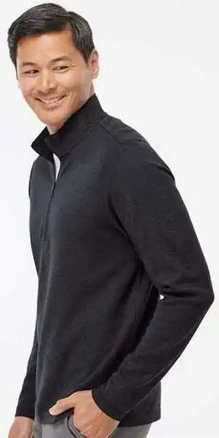 Adidas A554 3 Stripes Quarter Zip Sweater Black Melange