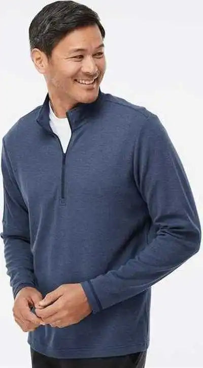 Adidas A554 3-stripes Quarter-zip Sweater - Collegiate Navy Melange