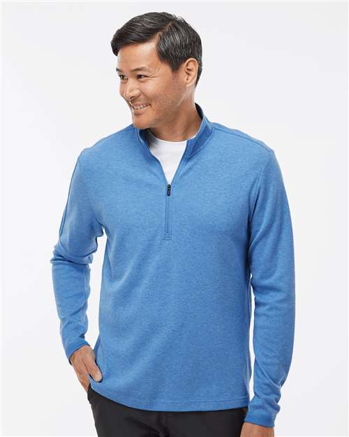 Adidas A554 3-stripes Quarter-zip Sweater - Focus Blue Melange