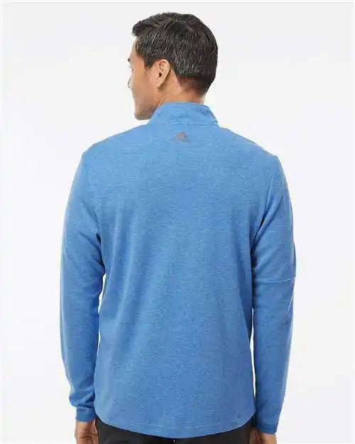 Adidas A554 3 Stripes Quarter Zip Sweater Focus Blue Melange
