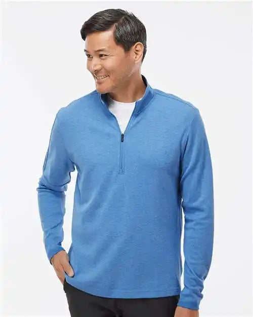 Adidas A554 3 Stripes Quarter Zip Sweater Focus Blue Melange