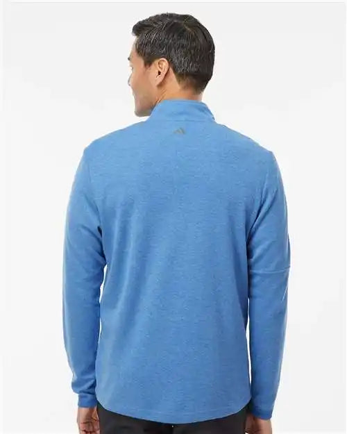 Adidas A554 3-stripes Quarter-zip Sweater - Focus Blue Melange
