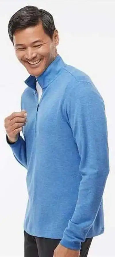 Adidas A554 3 Stripes Quarter Zip Sweater Focus Blue Melange