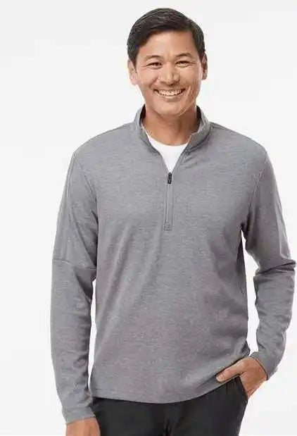 Adidas A554 3-stripes Quarter-zip Sweater - Gray Three Melange