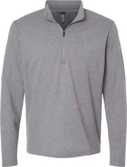 Adidas A554 3-stripes Quarter-zip Sweater - Gray Three Melange