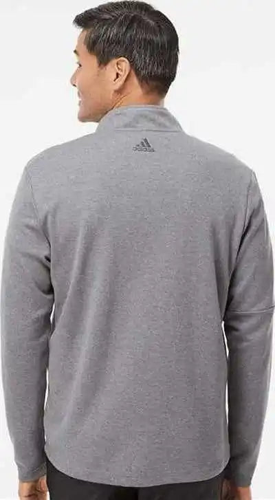 Adidas A554 3-stripes Quarter-zip Sweater - Gray Three Melange