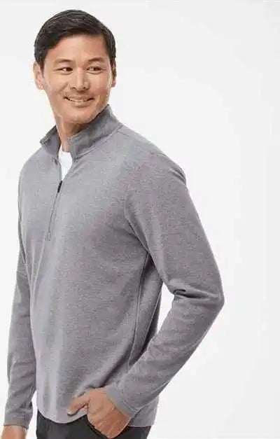 Adidas A554 3-stripes Quarter-zip Sweater - Gray Three Melange