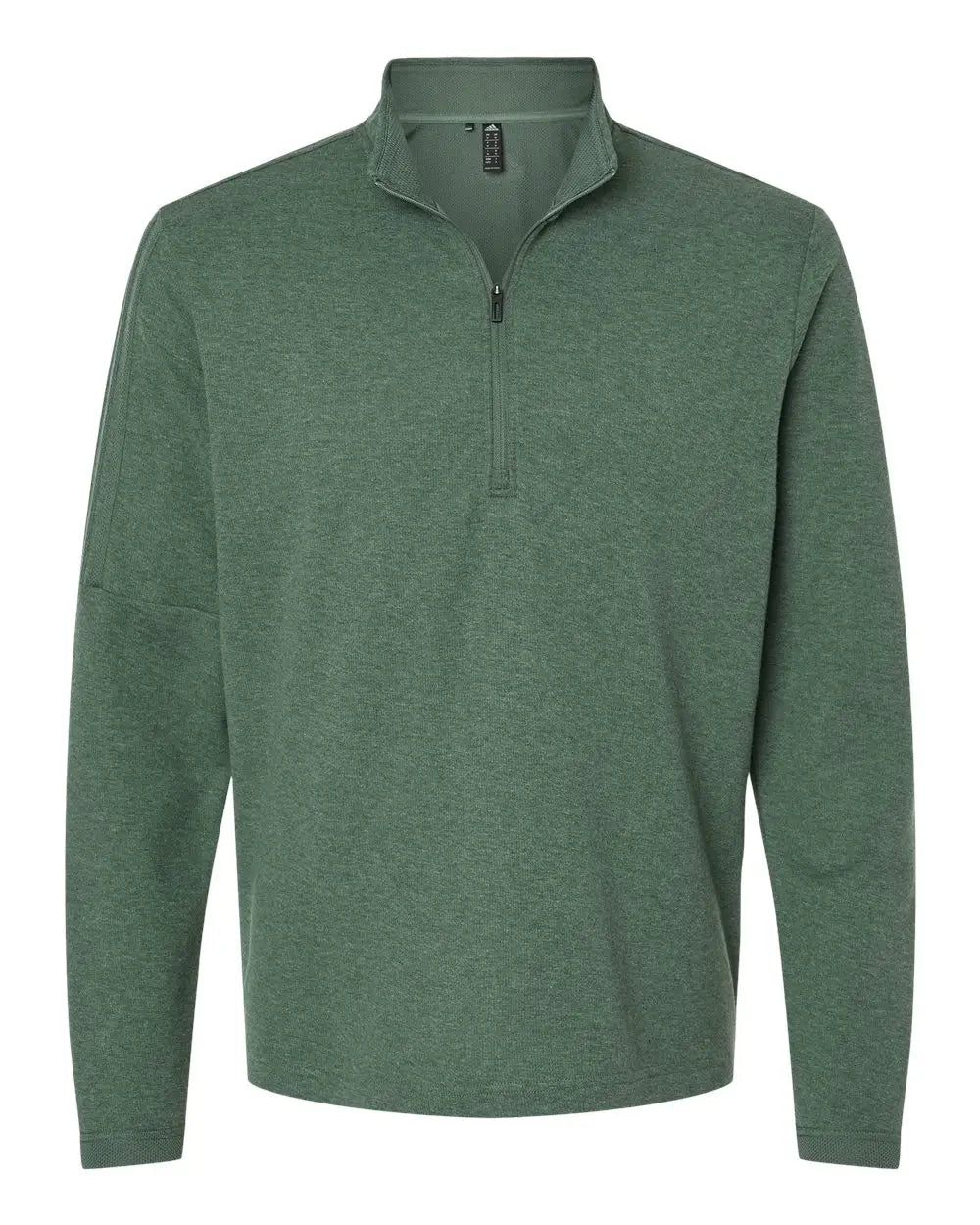 Adidas A554 3-stripes Quarter-zip Sweater - Green Oxide Melange