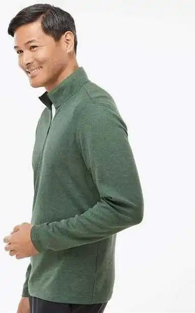 Adidas A554 3 Stripes Quarter Zip Sweater Green Oxide Melange