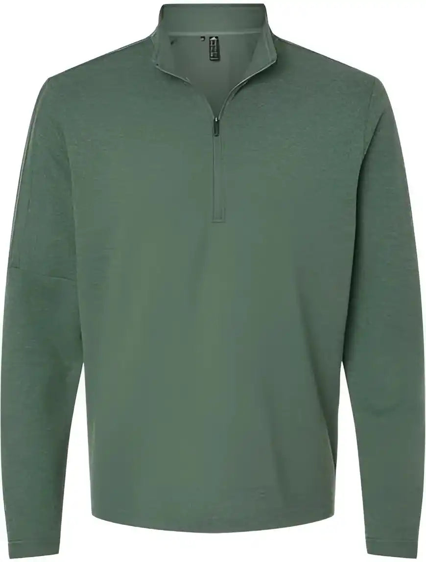 Adidas A554 3 Stripes Quarter Zip Sweater Green Oxide Melange