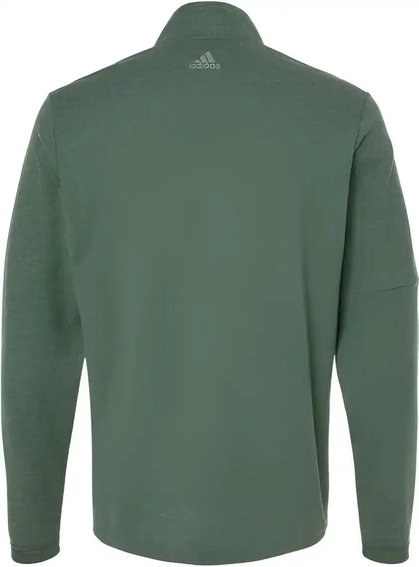 Adidas A554 3 Stripes Quarter Zip Sweater Green Oxide Melange