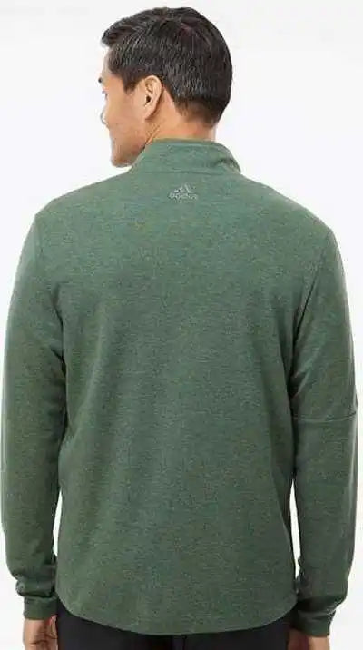Adidas A554 3 Stripes Quarter Zip Sweater Green Oxide Melange
