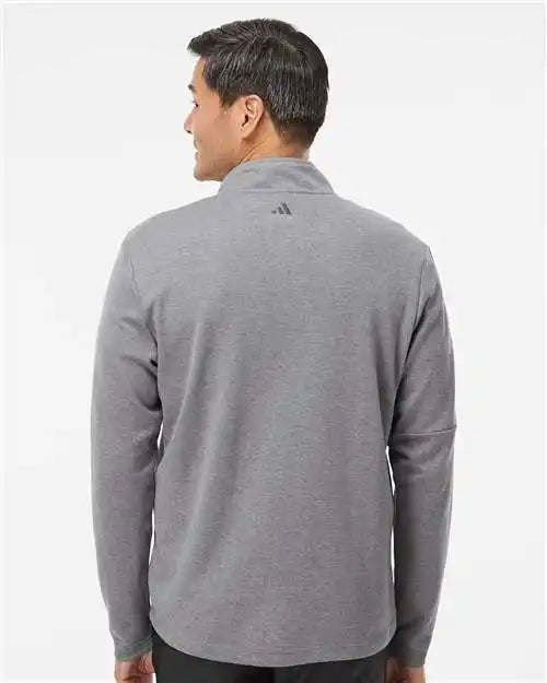 Adidas A554 3-stripes Quarter-zip Sweater - Grey Three Melange
