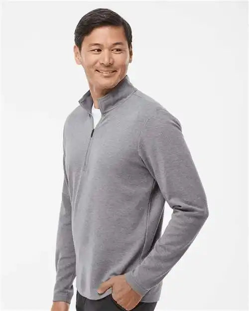 Adidas A554 3-stripes Quarter-zip Sweater - Grey Three Melange