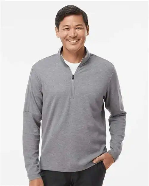 Adidas A554 3-stripes Quarter-zip Sweater - Grey Three Melange