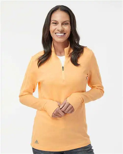 Adidas A555 Women’s 3-stripes Quarter-zip Sweater - Acid Orange Melange