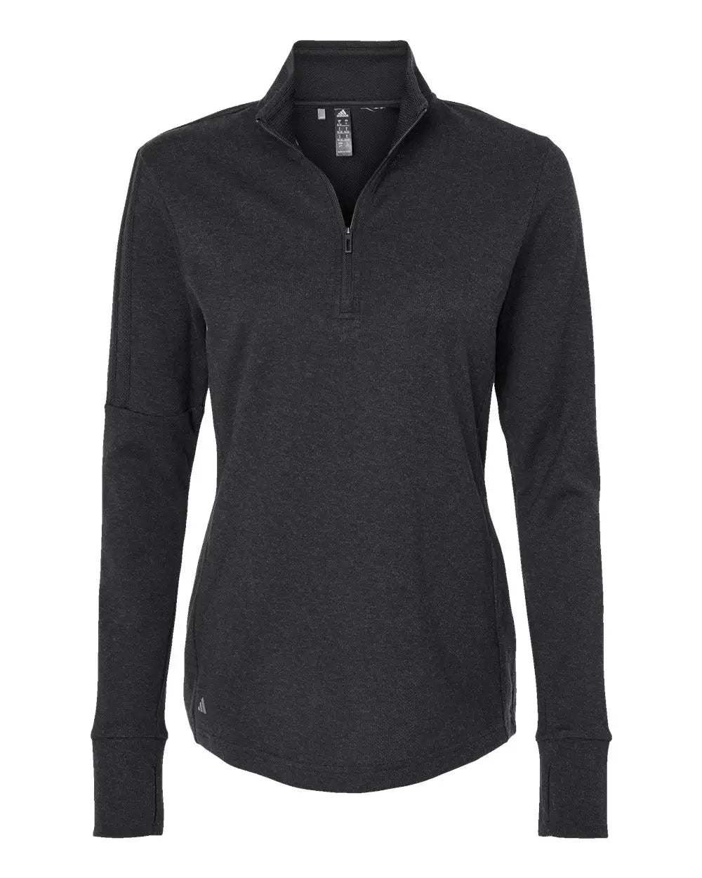 Adidas A555 Women’s 3-stripes Quarter-zip Sweater - Black Melange