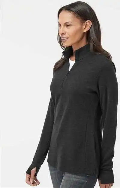 Adidas A555 Women’s 3-stripes Quarter-zip Sweater - Black Melange