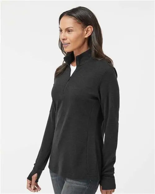 Adidas A555 Women’s 3-stripes Quarter-zip Sweater - Black Melange