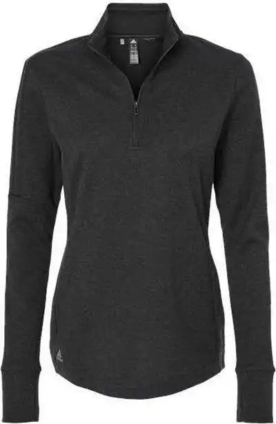 Adidas A555 Women’s 3-stripes Quarter-zip Sweater - Black Melange
